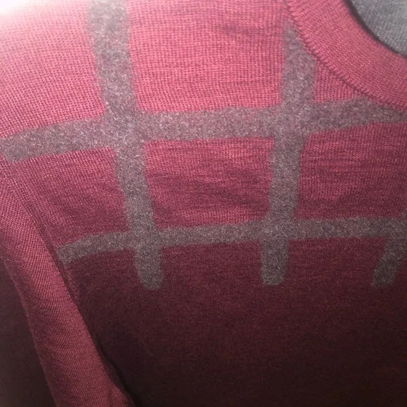 Salvatore Ferragamo Signature Bordeaux /gray wool blend knit sweatshirt M